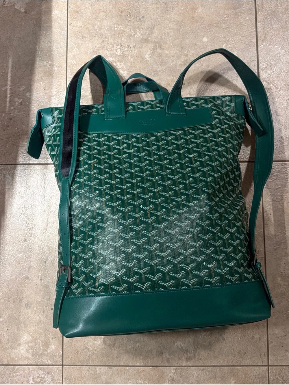 Green Patterned Backpack / Tote - Picture 4 of 6